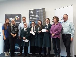 teachers and students of Strathern school winners of Cyberfirst girls competition 2020